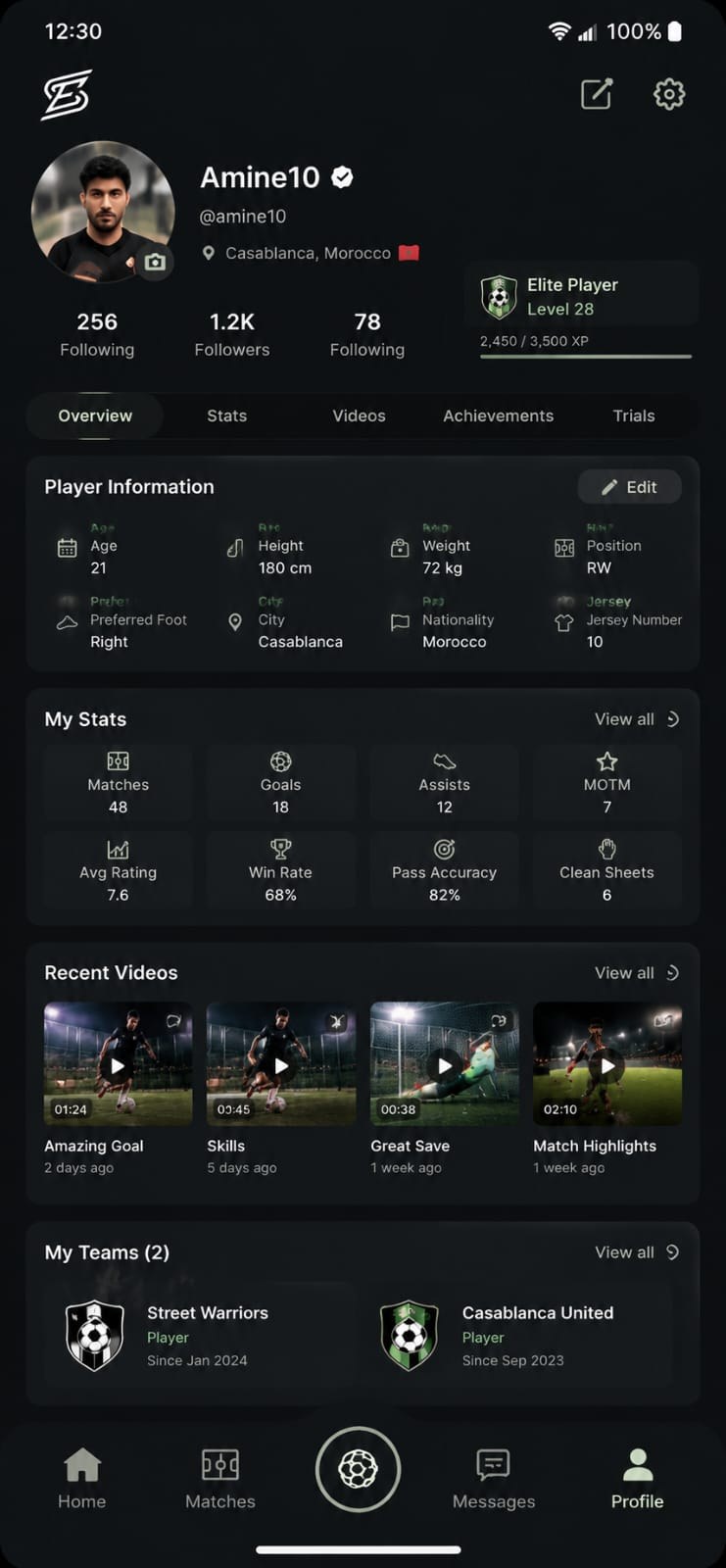 Street Elite player profile screen