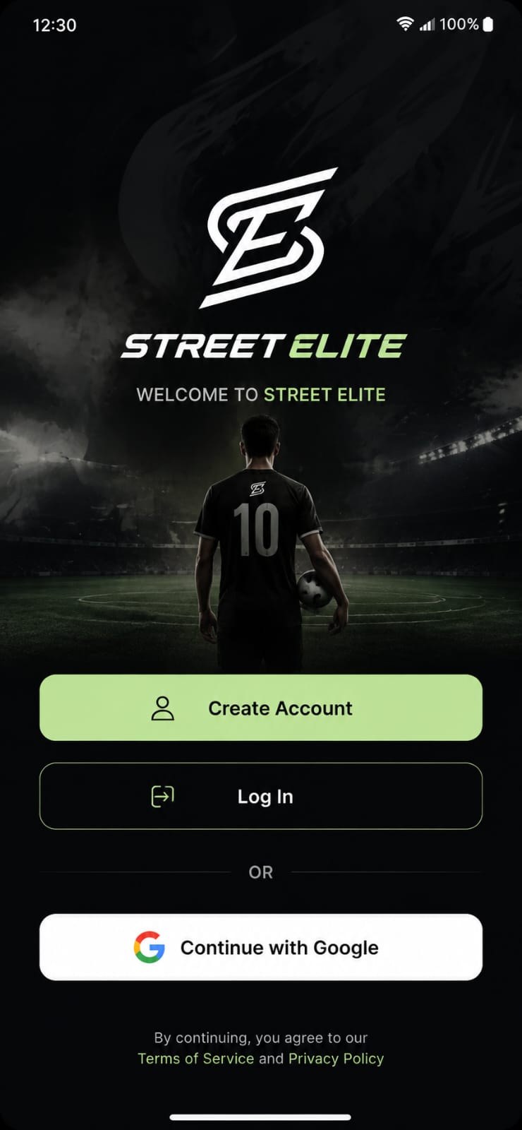 Street Elite app welcome screen